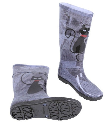 Ladies wellies grey cats - -,