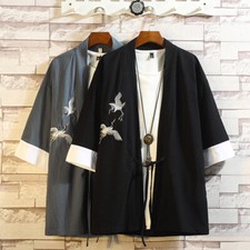 Men Embroidery Crane Oriental