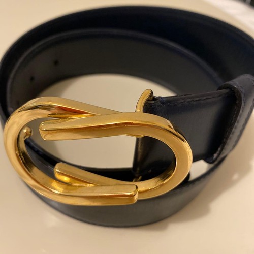 Gucci leather belt navy - leather, gold