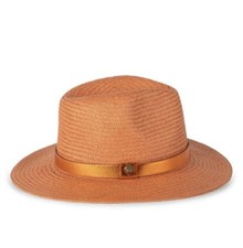 Kurt Geiger London Straw Fedora orange metallic band Eagle Hat