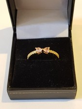 pandora gold plated pink sparkling bow ring