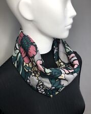 Cowl Snood Circle Scarf Loop Liberty Varuna Wool Hydrangea  Pink Cream Handmade