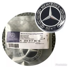 Mercedes-Benz Black Wreath Flat Bonnet Badge Emblem A2228170415 NEW 57mm
