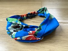 Zara Accessories Size S-M Royal Blue & Green Botanical Twist Knot Soft Headband
