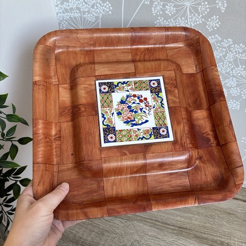 Vintage 1970s wooden serving - vintage,