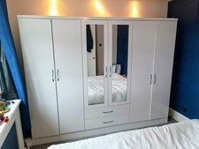 Nevada 3D Effect Grey Mirrored Wardrobe with 6 Doors and 2 Drawers
