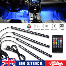 4x Neon 48 LED Car Interior Footwell Light Strip Atmosphere USB Remote Control