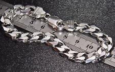 SOLID STERLING SILVER 8.5 INCH MEN'S CHUNKY CURB BRACELET - HEAVY