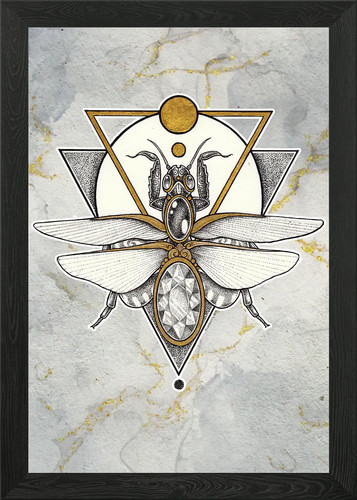 Orchid mantis gold framed - orchid,
