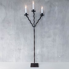 Vintage 80s large artisan wrought iron metal wavy twisted sculptural candelabra