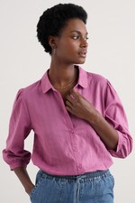 Seasalt Women's Regular Hope Cottage Organic Cotton Check Blouse Orchid