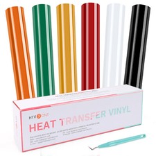 6x Heat Transfer Vinyl Rolls Bundle 12"x5ft Iron on T-shirt Garments Craft HTV