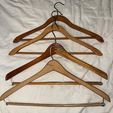 4-Vintage Wood Wooden Suit Hanger with Trouser Bar.