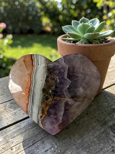 Amethyst agate heart crystal - heart,