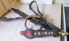 VINTAGE LEATHER HORSE HARNESS BRIDLE BRASS FITTINGS SPINNER ETC