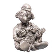 Vintage Pewter Thimble Clown With Spring Neck