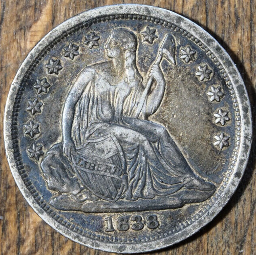 1838 usa silver dime large - silver,