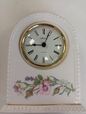 Aynsley Wild Tudor Bone China Mantel Clock Floral Design England 6x4"