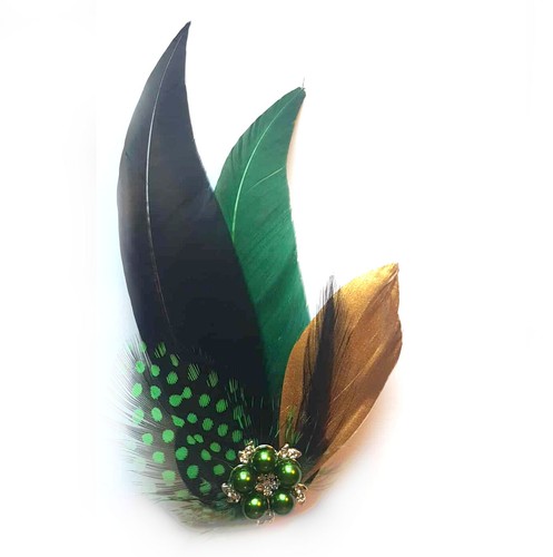 Black green feather hair - feather,