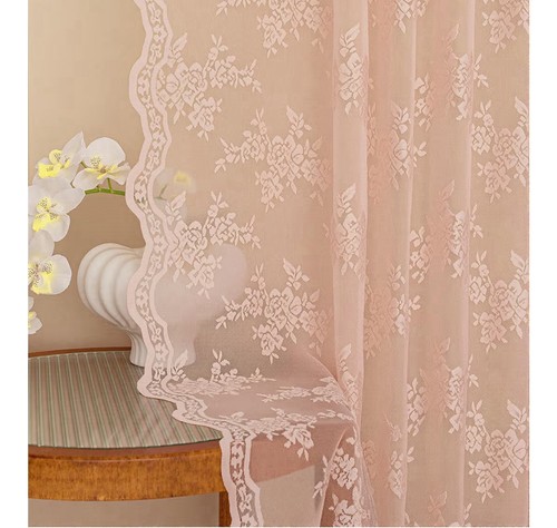 Meetsky pink lace curtains - meetsky,