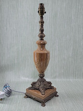 Large Statement Onyx Marble & Metal Vintage Desk Lamp Table Light Base