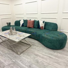 2025 SALE Miami Boucle Curved Firm Cinema Sofa 4 Seater Up to 6 Large Deep Green