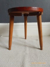 vintage milk stool 3 legged milking stool beech TRIPOD TABLE plant stand