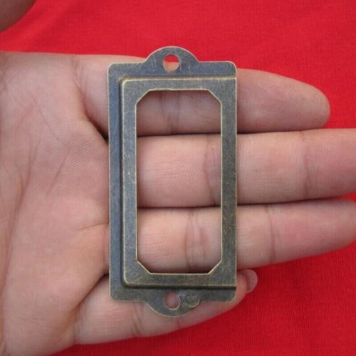 Antique brass metal label pull - brass,