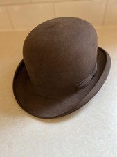 Vintage brown Bowler Hat made in England Original Old gents Hat Size 6 7/8 