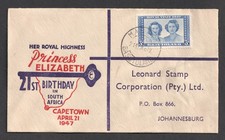 1947 Basutoland Princess Elizabeth 21st Birthday Royal Visit Cover. Key