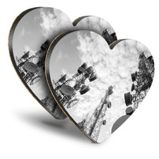 2x Heart MDF Coasters - BW -