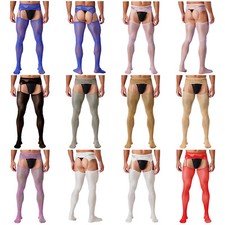 Mens Nightwear Crossdresser Garter Stockings Seamless Pantyhose Semi Sheer Sexy