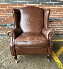 Laura Ashley Southwold Brown Leather Recliner Wingback Armchair