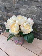 Cream yellow faux Silk Peony