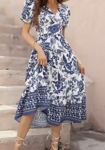 Floral print surplice - floral, neck