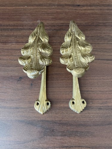 Pair vintage brass leaf - vintage,