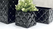 Black Ceramic Flower Pot Cube