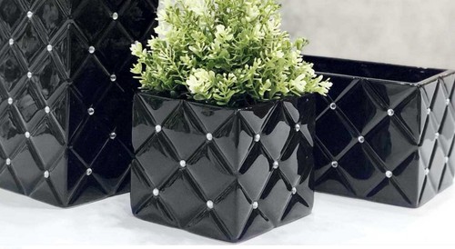 Black ceramic flower - black,