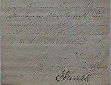 Prince Edward Queen Victoria Father King George III Son Autograph Signed Letter