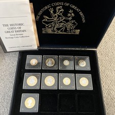 Historic Coins Of Great Britain With COA Plated In 24 Carat Gold