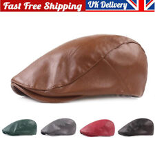 Mens Leather Flat Cap Cabbie Gatsby Baker Boy Beret Golf Newsboy Ivy Cap Winter