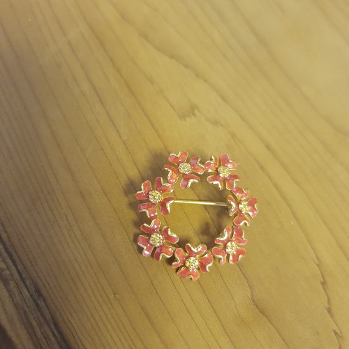 Vintage pink enamel - enamel, flower