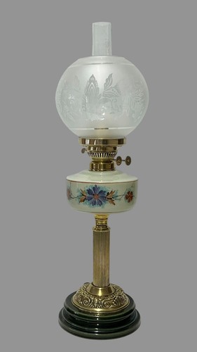 Antique oil lamp painted - lamp,,