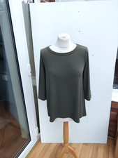 Kim & Co 3/4 Sleeve Wide Neck Top Khaki New Size Small