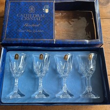 4 Vintage Cathedral Crystal Hereford Italian Lead Crystal Wine Goblets New&Boxed