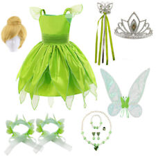 Kids Girls Green Fairy Pixie Princess Costume Fancy Dress Spirit Cosplay Dresses