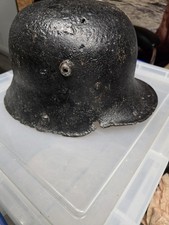WW1 German M16 Camo Helmet, Military Helmet 1917. Genuine Paint Untouched Relic