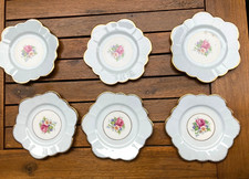 Vintage Hand painted Set 6 Salisbury Bone China Tea Plates Powder Blue Excellent