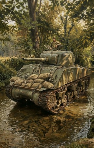 British sherman tank outside - british,