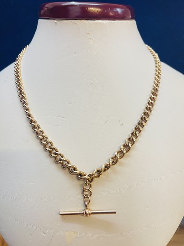 9ct gold graduated curb link - gold,